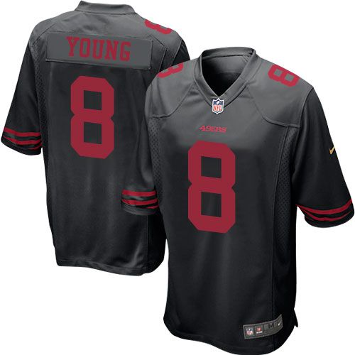Men San Francisco 49ers 8 Steve Young Nike Black Game Player NFL Jersey